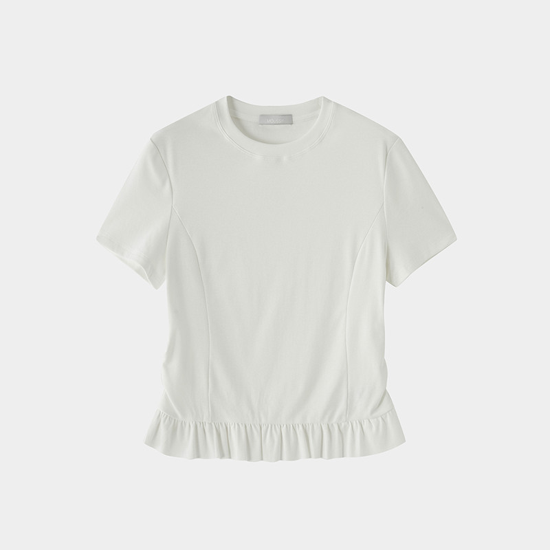 MOUSSY 女士纯欲风收腰荷叶边修身显瘦T恤 028JSC80-1031 278元（需用券）