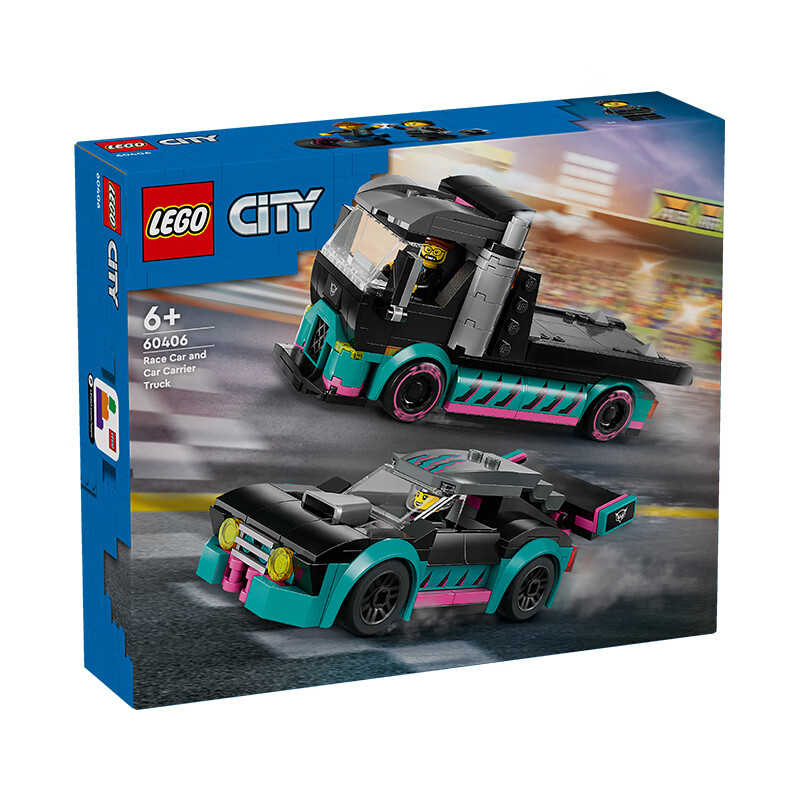 LEGO 乐高 城市系列 60406 赛车与汽车运输车 174.85元
