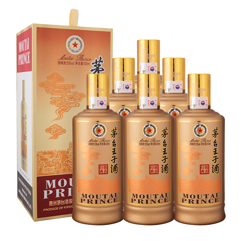 京东百亿补贴：MOUTAI 茅台 王子酒 53度 酱香型白酒 500ml*6瓶 1490.94元包邮（充