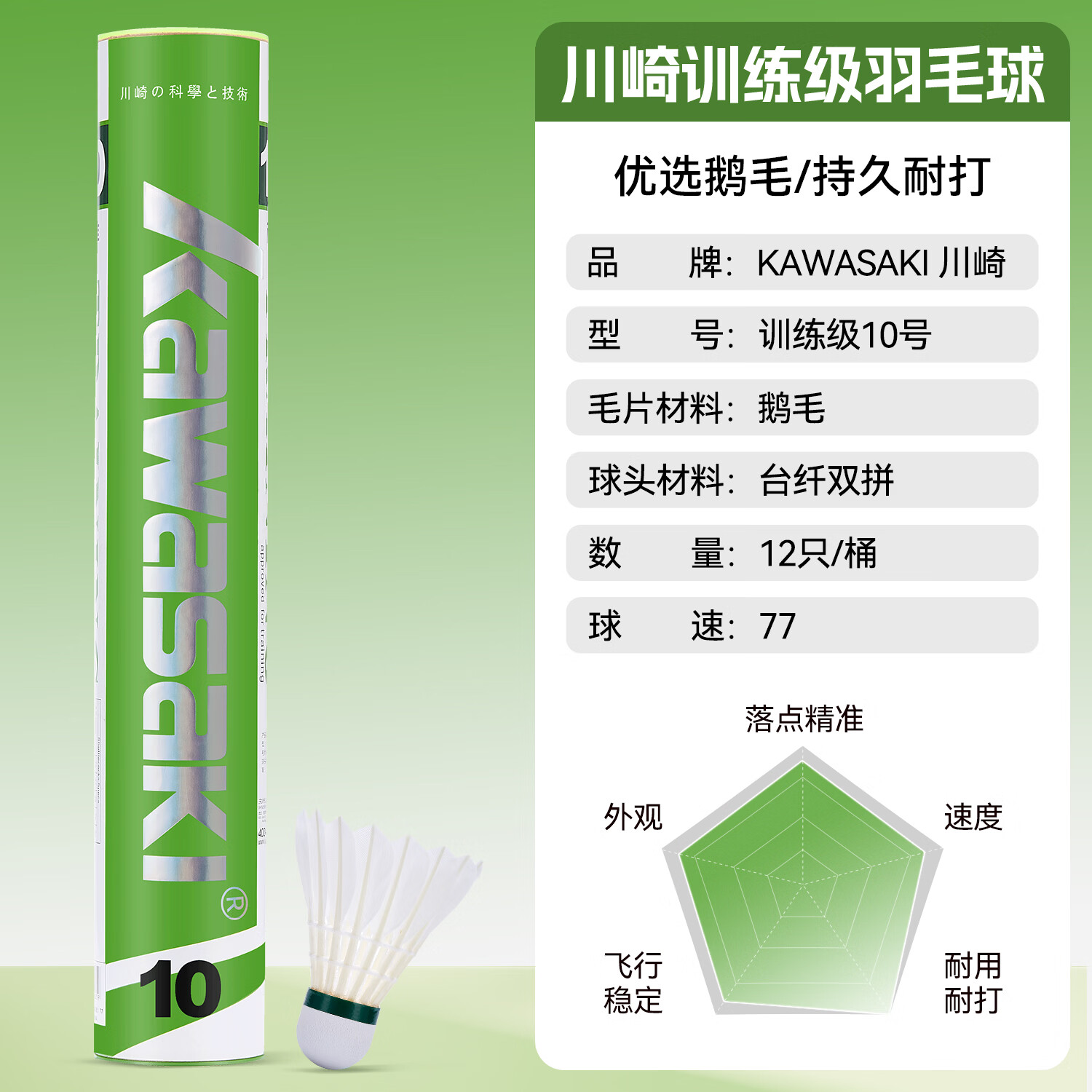 川崎 羽毛球 白色 10号球 12个装 55元 - 线报酷