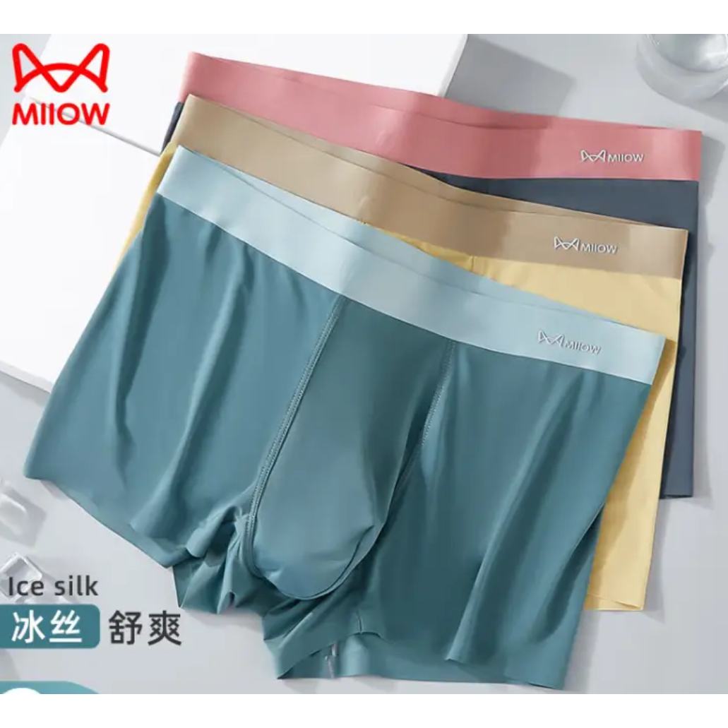 PLUS会员：Miiow 猫人 男士内裤男平角裤 3条装 9.47元包邮（多重优惠）