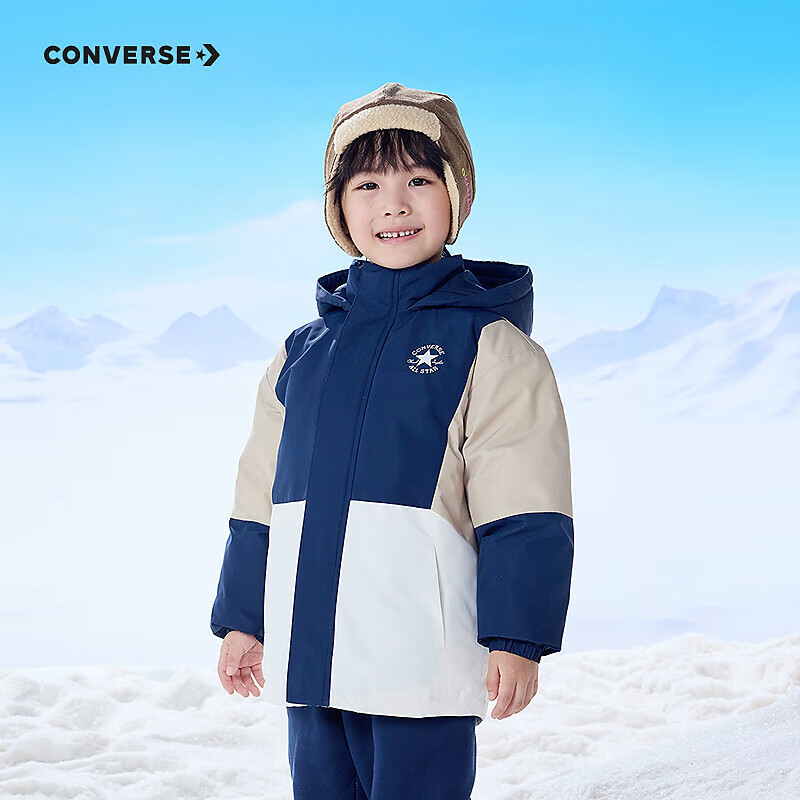 CONVERSE 匡威 男童拼接羽绒服2024冬季儿童装中大童加绒加厚防风上衣外套 263