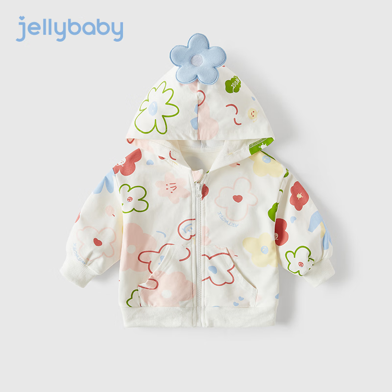 JELLYBABY 女童连帽卫衣外套 蓝色 100 57.52元包邮