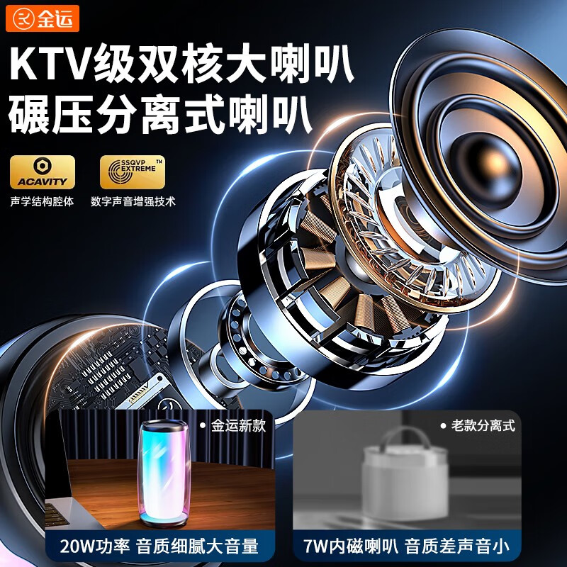 88VIP：金运 K9话筒音响一体麦克风儿童家庭ktv家用蓝牙音箱 204.25元