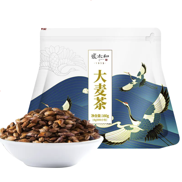 张太和 大麦茶160g/袋（4g*40包） 炒麦芽原味烘焙型养生茶花草花茶叶 160g*2袋