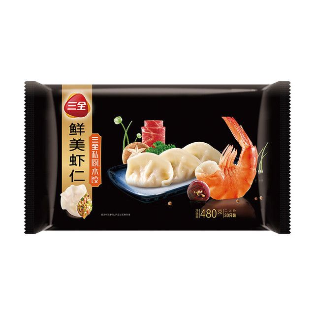 三全 私厨鲜美虾仁水饺480g(30只) 14.75元（需买4件，需用券）