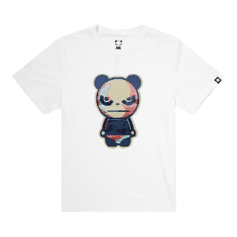 Hipanda你好熊猫T恤男设计潮牌熊猫logo梵高彩色珠片圆领短袖T恤 369元（需用券）