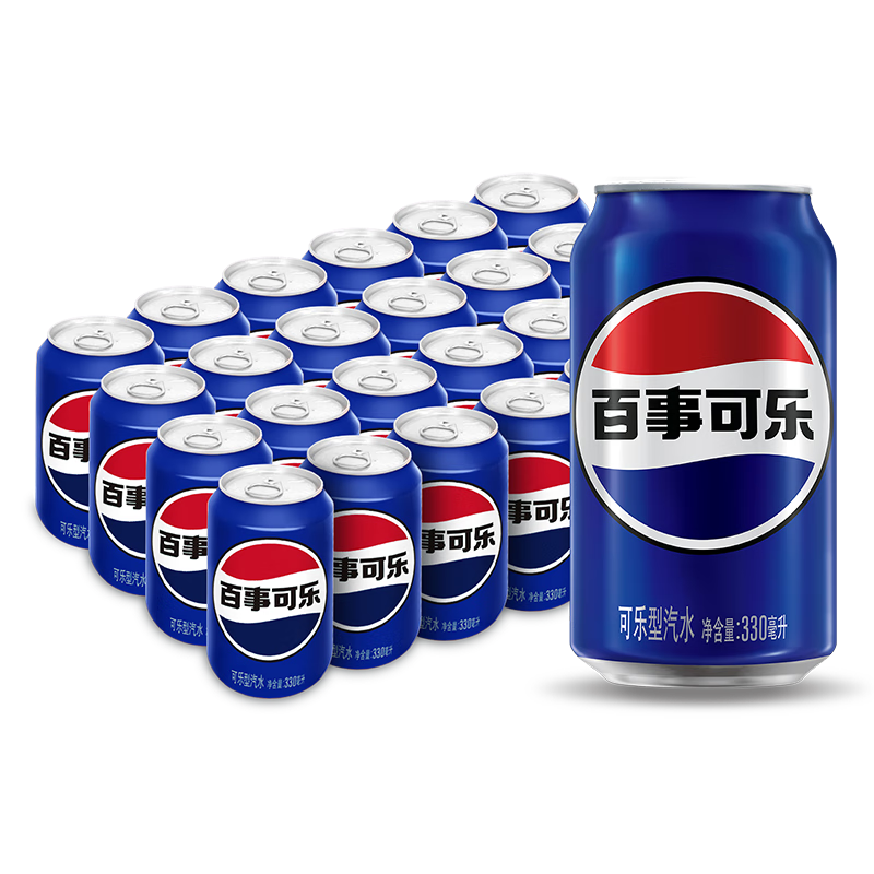 PLUS会员：百事可乐 Pepsi 汽水 碳酸饮料 330ml*24听 *2件 67.22元，合33.61元/件（
