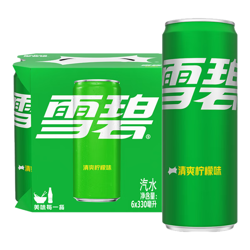 PLUS会员：Coca-Cola 可口可乐 雪碧Sprite柠檬味汽水碳酸饮料 330ml*6罐 9.9元（需