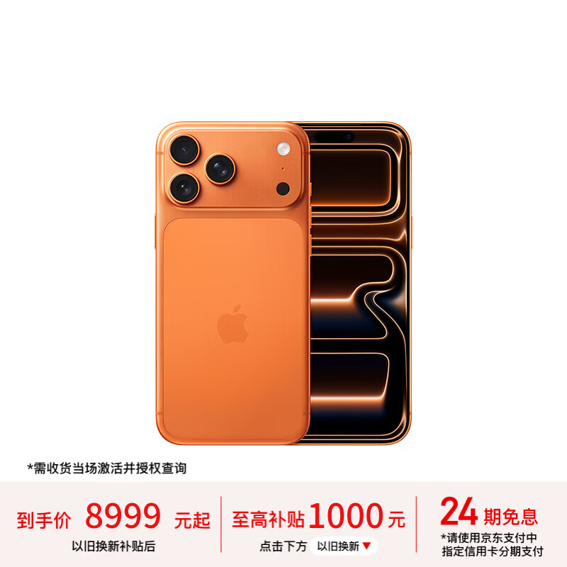 Apple iPhone 17 Pro Max 256GB 星宇橙色 5G 双卡双待手机 9999元