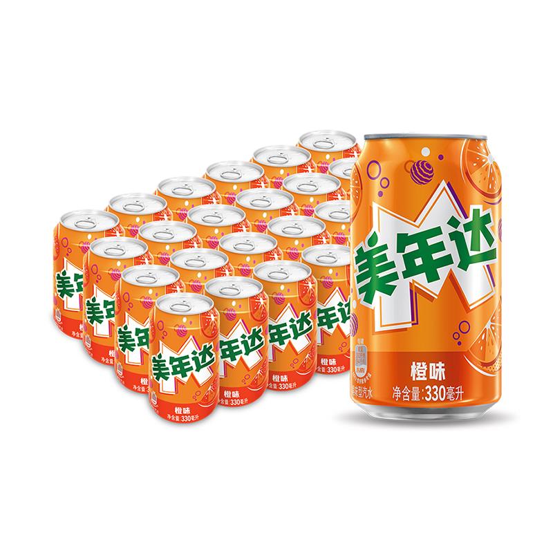 百事 美年达橙味碳酸饮料 330ml*24罐 33.9元（需用券）