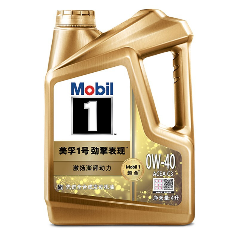 美孚 1号 超金 劲擎表现系列 0W-40 SN PLUS级 4L 338.9元（需用券）
