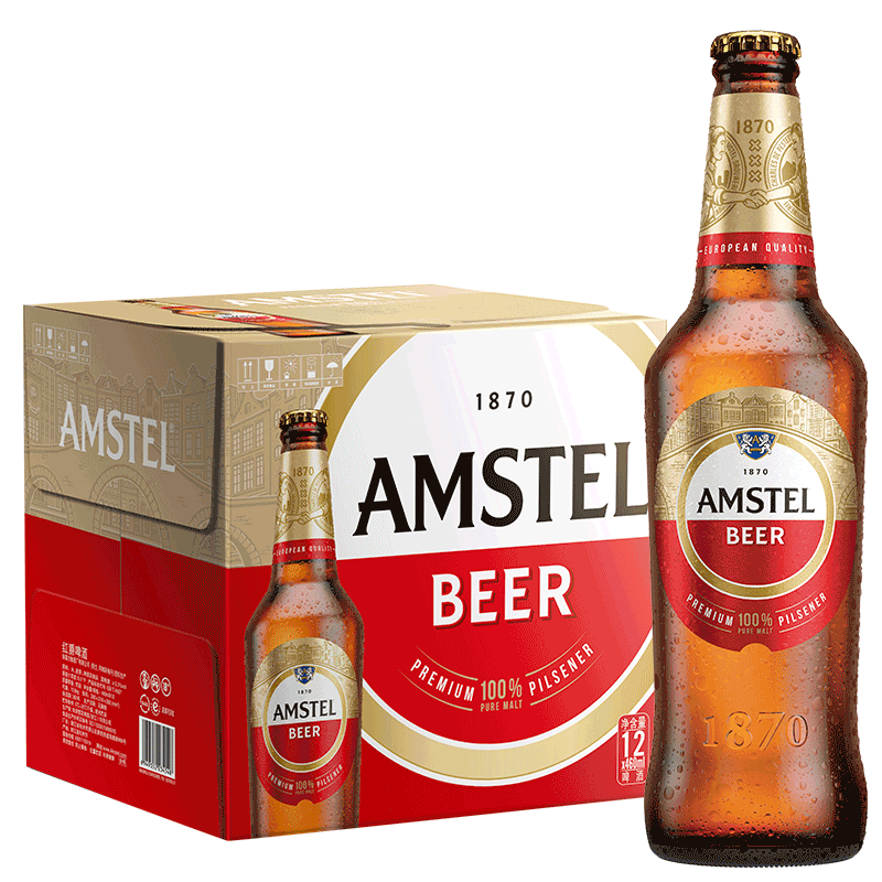 喜力旗下 红爵啤酒（Amstel）460ml*12瓶整箱装 109.36元（需领券，合54.68元/件）