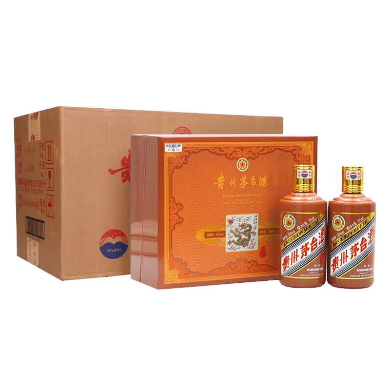 京东百亿补贴、PLUS会员：茅台 MOUTAI 甲辰龙年 53﹪vol 酱香型白酒 375ml*2瓶*4