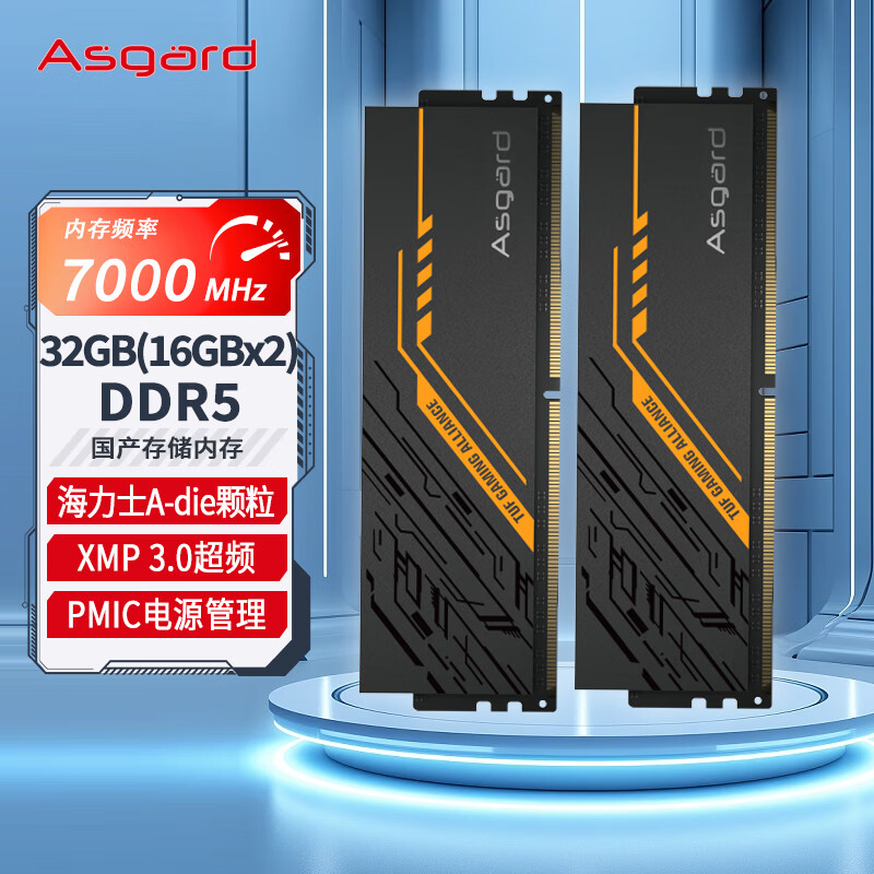 Asgard 阿斯加特 32GB(16Gx2)套装 DDR5 7000 台式机内存条 金伦加&TUF 海力士A-die 799