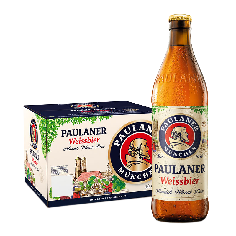 PLUS会员: Paulaner 保拉纳 柏龙 精酿白啤 德国进口 500ml*20瓶 整箱装 +赠甘源好