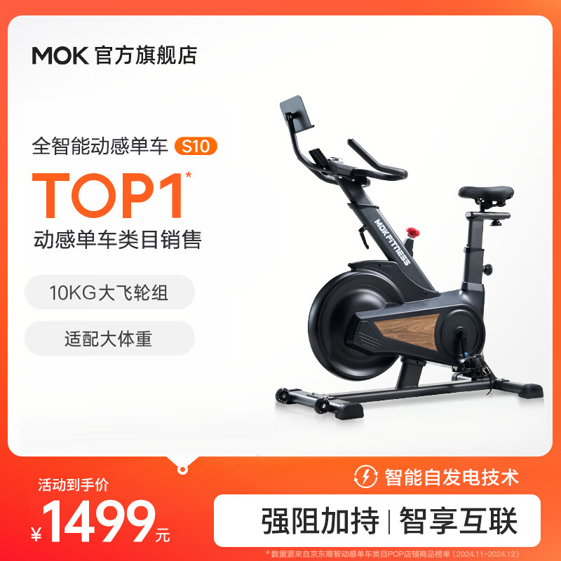 摩刻 MOKFITNESS S10动感单车家用健身房智能磁控专业减肥运动器材静音 10KG飞