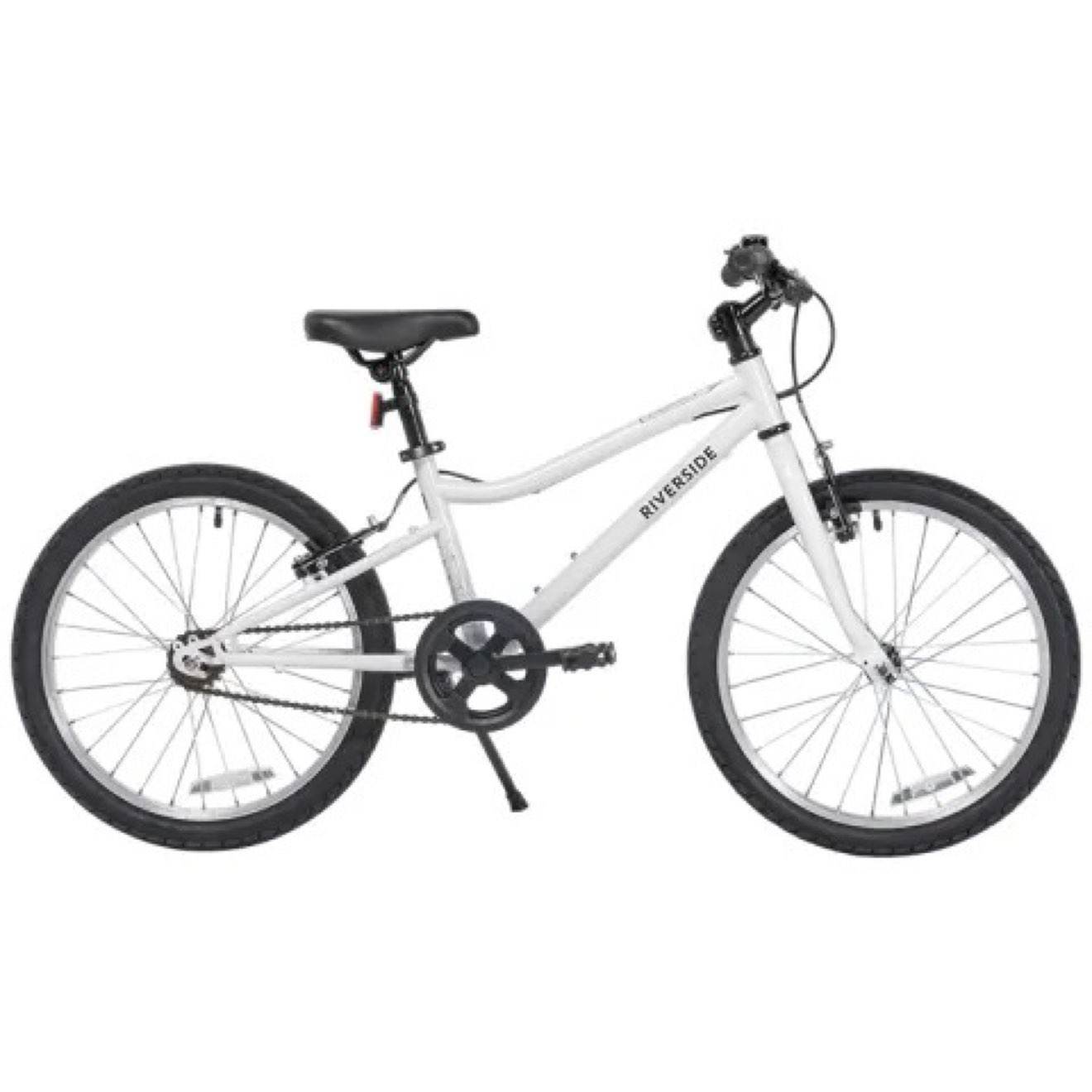 迪卡侬 混合路面自行车RIVERSIDE变速钢制车架青少年儿童带脚撑车铃 白色20寸