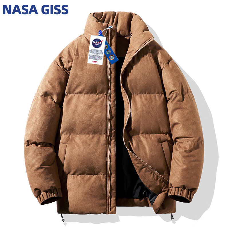 NASA GISS 棉服男冬季时尚麂皮绒潮牌美式情侣棉衣加厚保暖学生外套 驼色 S 15