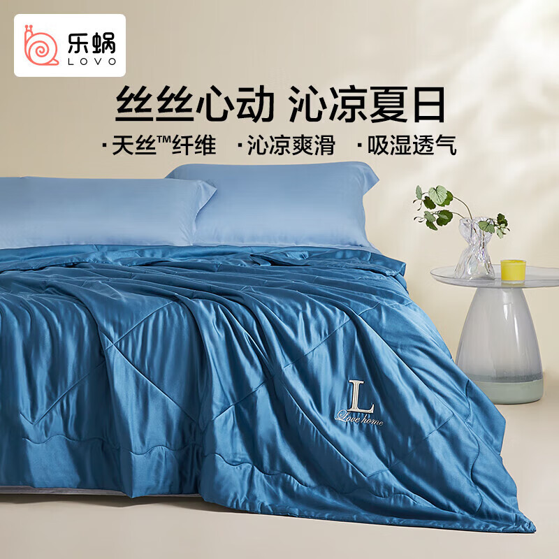 LOVO 乐蜗家纺 罗莱 莱赛尔抗菌夏凉被 150*215cm 蓝色 76.6元（需用券）