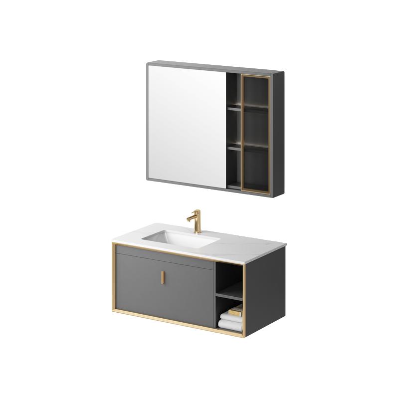 恒洁 岩板浴室柜组合卫生间美妆柜镜柜收纳洗脸浴室柜6155 1100元（需用券）