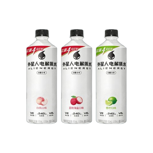 alienergy 外星人电解质水0糖0卡运动饮料 600mL*20荔枝海盐*6+白桃*6+青柠*8 整箱 