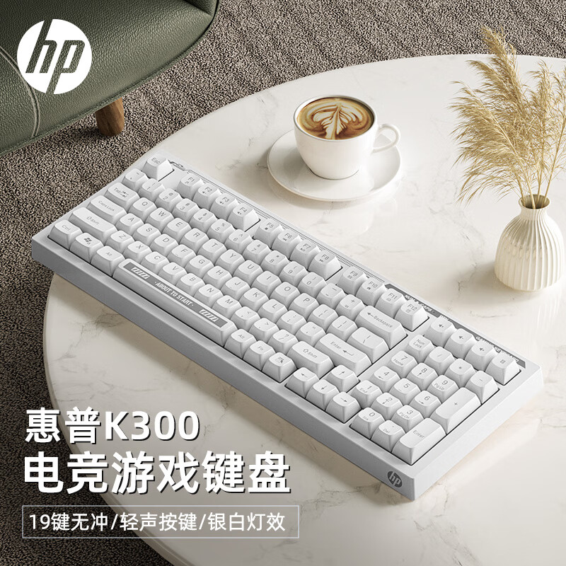 HP 惠普 K300游戏键盘 USB接口台式机笔记本电脑通用网吧吃鸡机械手感有线电