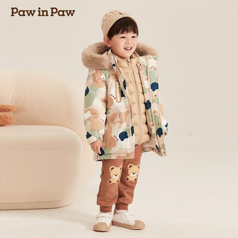 Paw in Paw PawinPaw卡通小熊童装2024年秋冬男女童一衣三穿羽绒服保暖 混合色 130