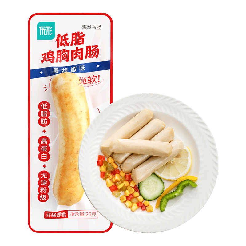 优形 口袋鸡胸肉 鸡肉肠黑胡椒25g*1袋 2.79元（需买10件，需用券）