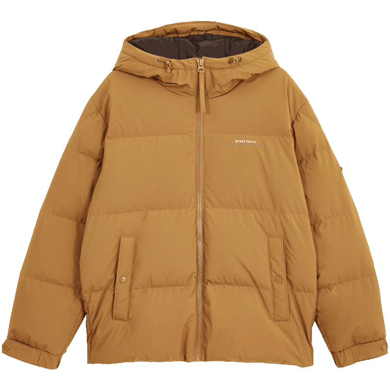 杰克·琼斯(JACK&JONES)男装秋冬字母刺绣保暖纯色短款连帽男士羽绒服蓬松鸭绒服外套男 F09 橡胶棕 M 175 475.2元