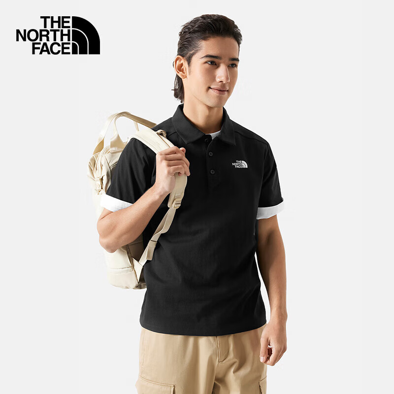 THE NORTH FACE 北面 短袖Polo男户外舒适透气棉T恤8AV3 黑色/JK3 L 8AV3黑色 94.5元