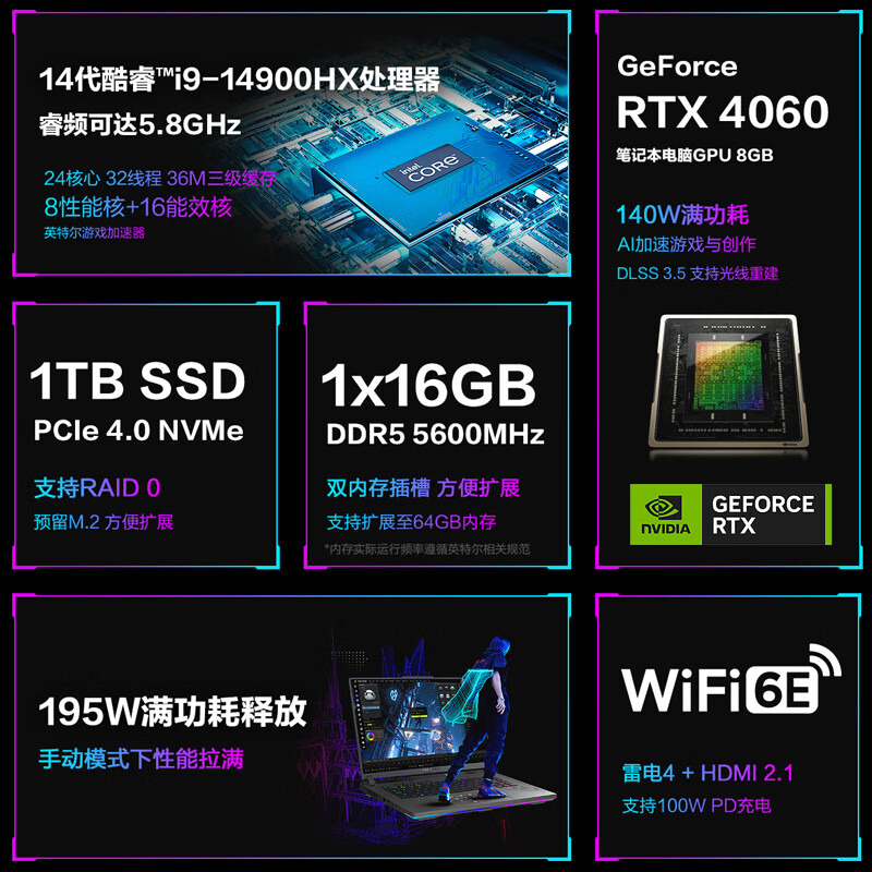 玩家国度 ROG 浙江政府补贴20% ROG 枪神8 Plus 14代i9 18英寸 星云屏游戏笔记本电