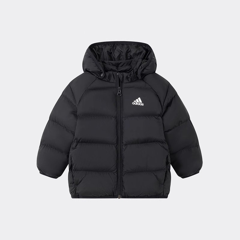 限尺码：adidas 阿迪达斯 小童连帽轻盈拜年棉服 140元