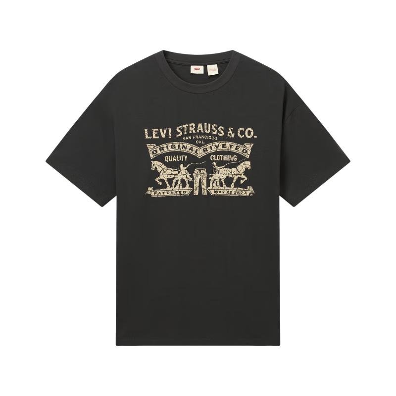 Levi's 25年春季男士双马印花潮流休闲针织短袖T恤 黑色 004IT-0001 S 66.03元（需