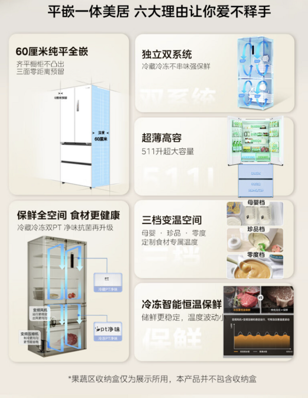 Midea 美的 大白豚系列 MR-536WUFPZE 风冷多门冰箱 511L 白色