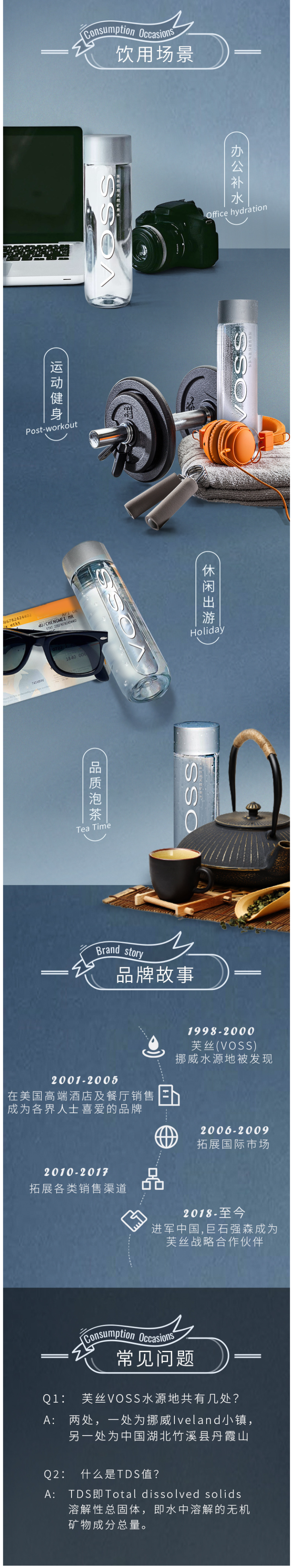 世界顶级饮用水 芙丝 voss 高锶低钠弱碱 天然矿泉水