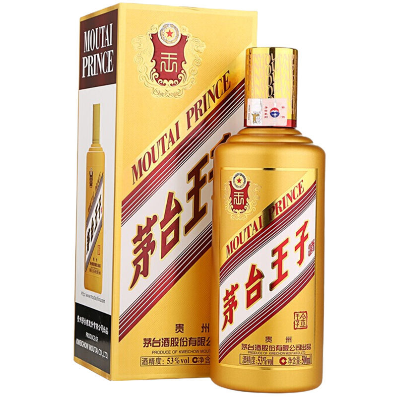 PLUS会员：茅台王子酒 金王子 酱香型白酒 年货送礼 53度 500mL 207.13元包邮