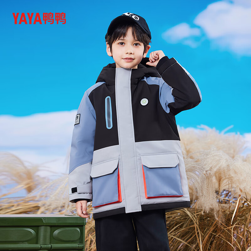 鸭鸭 儿童羽绒服 中大童长款加厚 初中生 加绒外套 蓝灰色 279元(需领券)年