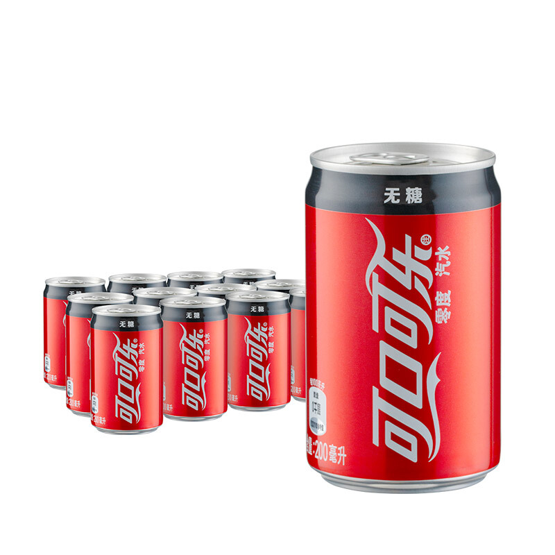 Coca-Cola 可口可乐 零度可乐 无糖零卡碳酸饮料mini汽水200ml*24罐 新老包装随机