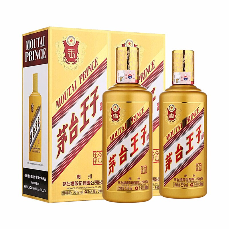 茅台 MOUTAI 金王子 酱香型高度白酒 53度 500mL 2瓶 （内含礼袋） 360元（需用券