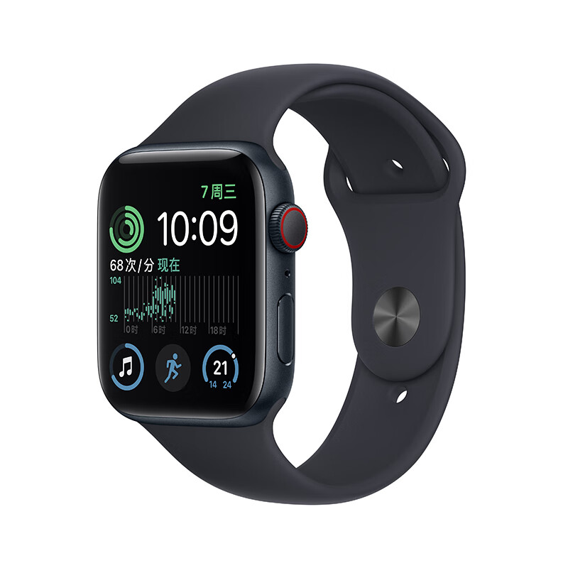 Apple 苹果 Watch SE 2022款 智能手表 44mm GPS+蜂窝网络款 午夜色不锈钢表壳 1999元
