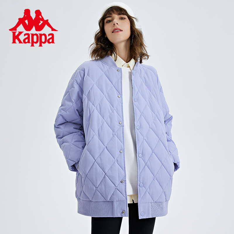 Kappa 卡帕 学院风羽绒服新款女中长款绗缝羽绒服夹克防寒外套 398.05元（需