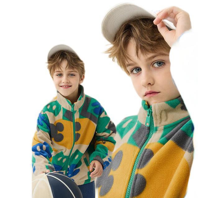 Disney 迪士尼 童装儿童男童摇粒绒立领外套防静电保暖上衣23秋DB331IE14米奇130 66.9元