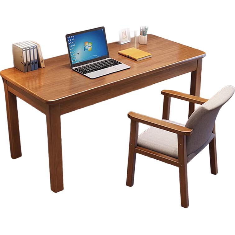 意米之恋 全实木电脑桌办公桌简约学习桌写字桌 原木色 1m SZ-02 229元
