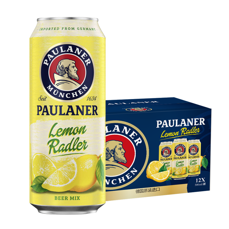 再降价、京东百亿补贴：Paulaner 保拉纳 柏龙 精酿啤酒 柠檬味 500ml*12罐 礼盒