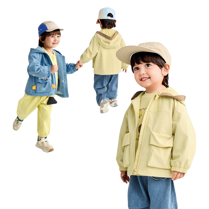 巴拉巴拉 男童连帽大衣 米黄 120cm 99.9元