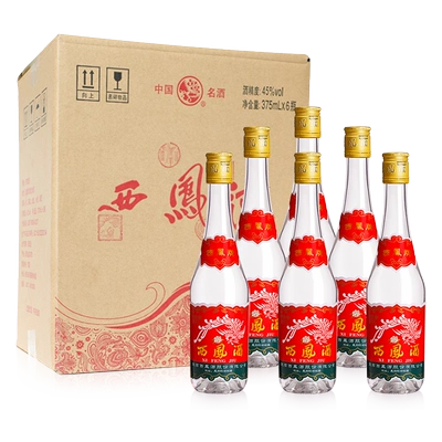 西凤酒 45﹪vol 凤香型白酒375ml*6瓶+酒具七件套 156.49元 （需用券）