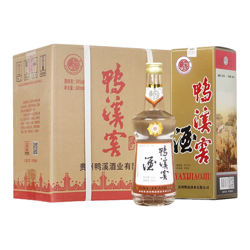 京东百亿补贴、plus会员：鸭溪窖 复古版 浓香型白酒 54度 500ml*6瓶 整箱装 256