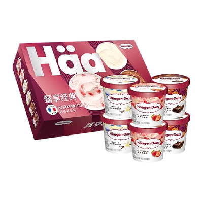 哈根达斯 冰激凌礼盒 香草草莓巧克力 81g*6杯 草莓巧克力香草各2杯 88.5元(需