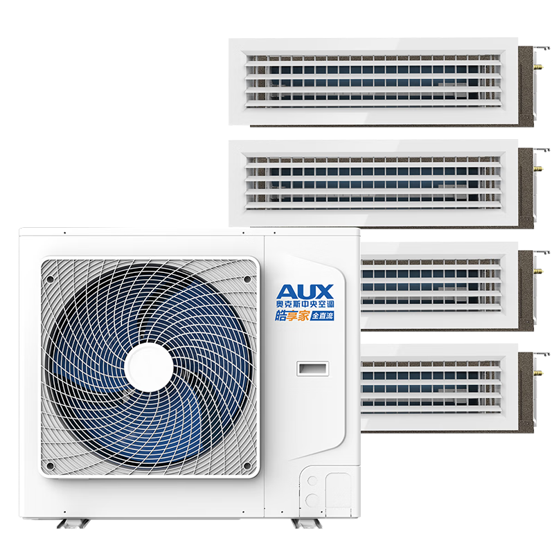 PLUS会员：AUX 奥克斯 中央空调一拖四 风管机空调 多联机 5匹一级能效 全直